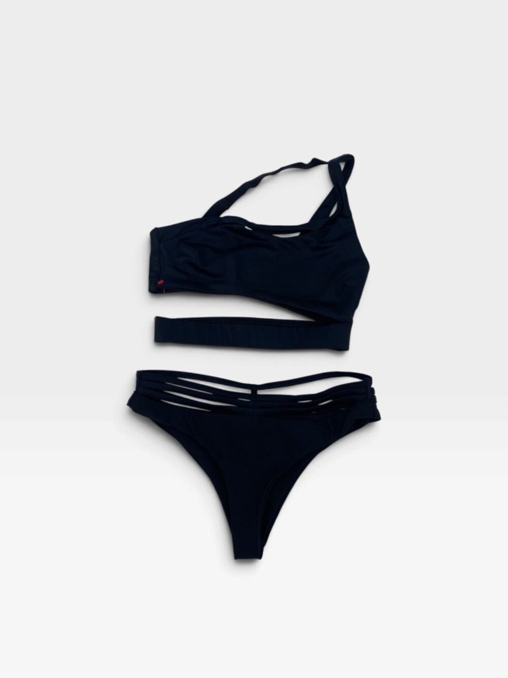 Malibu1028 Women's L Black Pacific Cove Strappy 2 Piece Swim Set NEW